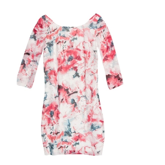 NEW  Floral Print Three-quarter Sleeves Dress SZ 4 - Picture 4 of 4